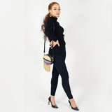 ROUND CONVERTIBLE BEADED FRINGE BAG