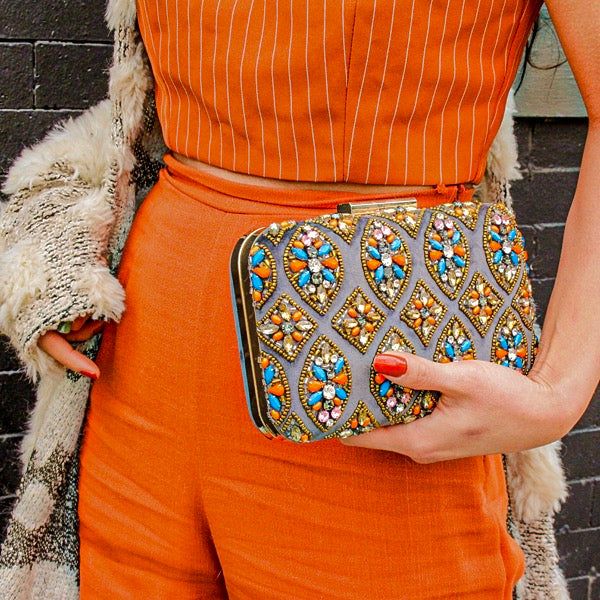VELVET BEADED BOX BAG