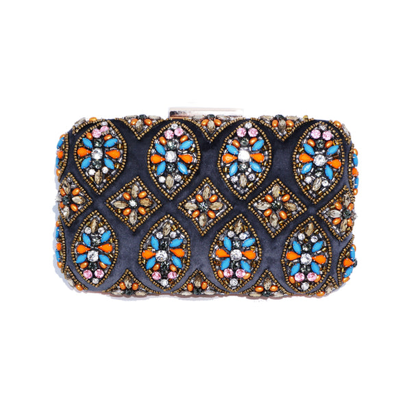 VELVET BEADED BOX BAG