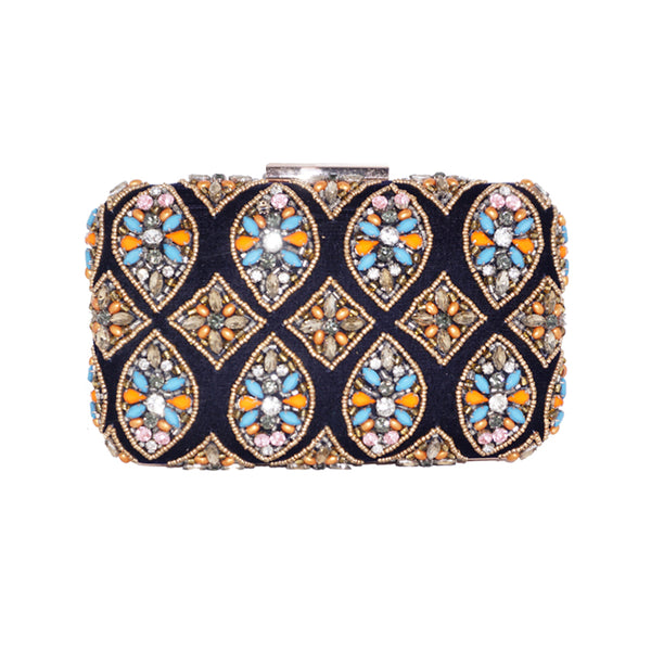 VELVET BEADED BOX BAG