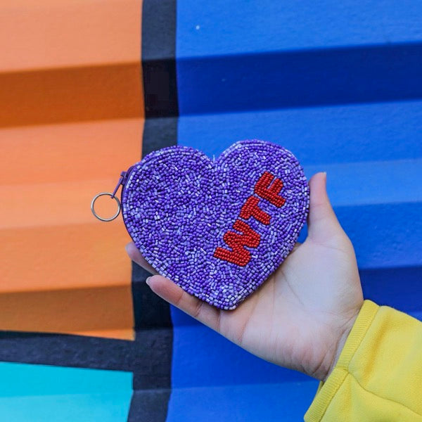 WTF CANDY HEART COIN PURSE